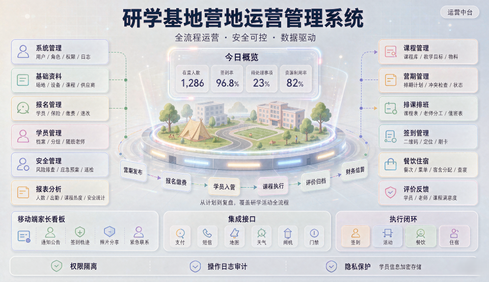 研学基地营地运营管理系统